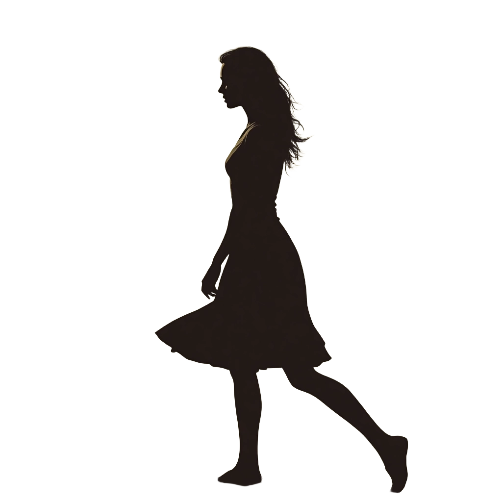 Silhouette of a Walking Woman